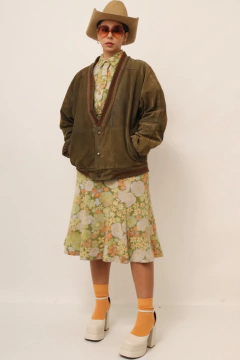Jaqueta aveludada verde bomber italiana vintage