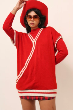 colete vermelho vintage college - comprar online