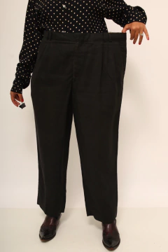 Calça 100% linho preta vintage
