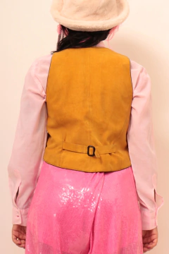 Colete mostarda 100% couro vintage