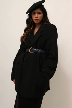 Maxi Blazer YVES SAINT LAURENT preto - Capichó Brechó