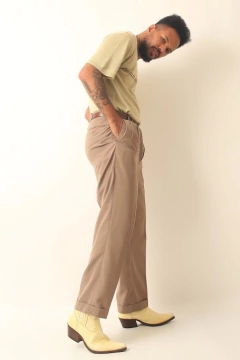calça alfaiataria oliva cintura alta vintage