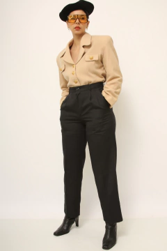 Blazer cropped bege forrado lã - loja online