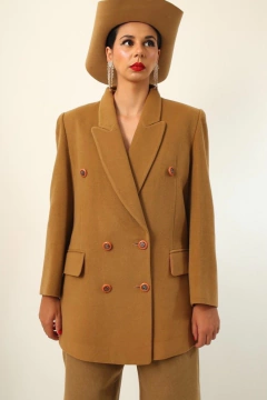 Blazer forrado lã bege vintage - Capichó Brechó