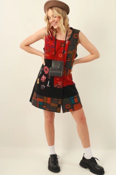 Vestido feltro estampado Twiggy 70’s