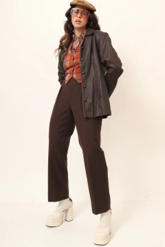 Blazer 100% couro marrom forrado - loja online