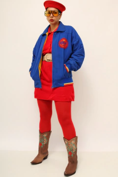 Jaqueta azul bomber forro amarelo vintage golf na internet
