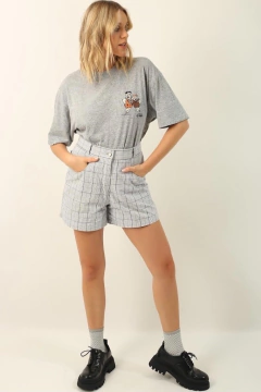 Shorts cintura alta xadrez vintage - Capichó Brechó