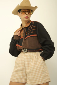 Camisa 100% poliester western vintage na internet