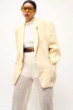 Blazer linho bege forrado vintage - comprar online