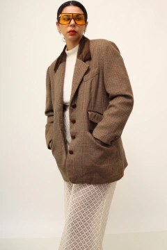 Blazer marrom Lã com gola veludo