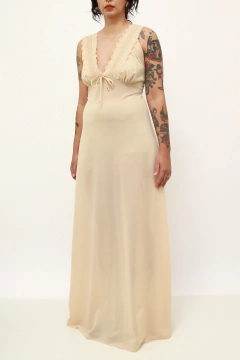 Conjunto camisola + penhoar bege longo - loja online