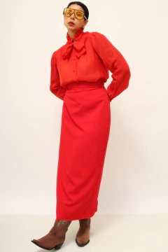 Imagem do Saia cintura alta midi vintage vermelha