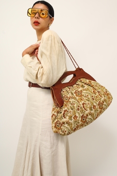 Imagem do Bolsa tapeçaria alça mão madeira vintage