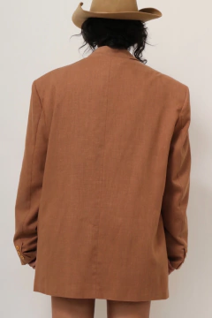 Blazer 100% linho marrom over vintage - Capichó Brechó