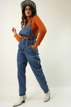 macacão jardineira jeans baggy vintage - Capichó Brechó