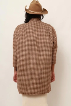 Blazer xadrez manga 7/8 vintage bege
