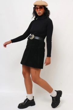 Imagem do saia couro camurça cintura alta