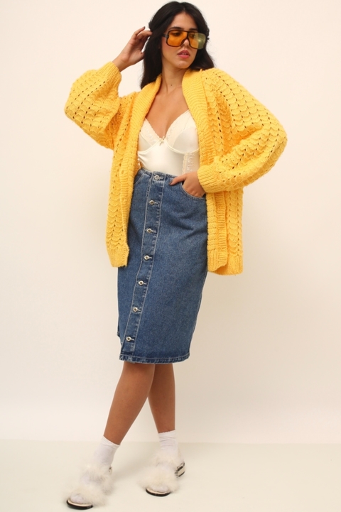 Pulover amarelo vintage trama grossa