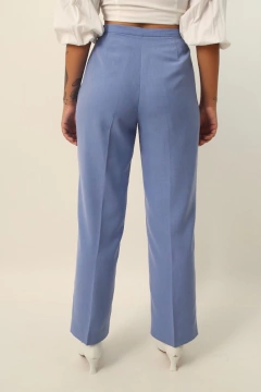 calça alfaiataria cintura alta toda forrada azul