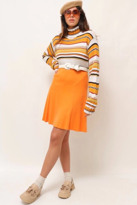 saia cintuta alta laranja vintage Velma