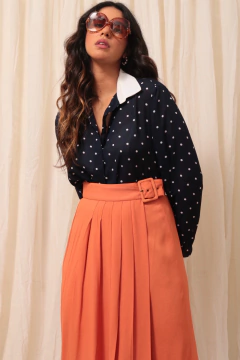 Camisa poa vintage azul gola off