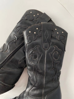 Bota couro western preta vintage 34 - comprar online