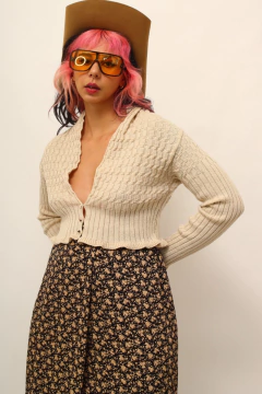 Tricot cropped textura areia - loja online