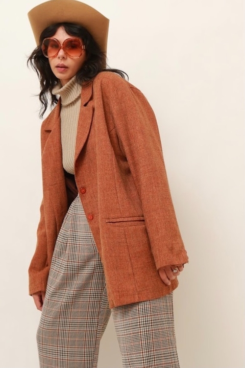Blazer telha forrado alongado vintage