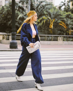 Calça alfaiataria cintura mega alta pantalona