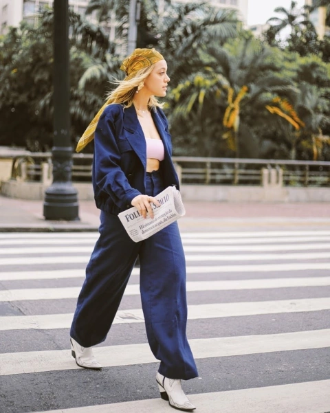 Calça alfaiataria cintura mega alta pantalona