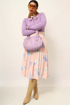 Cardigan roxinho cropeed gola pelo LUCY