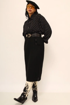 Saia cintura alta midi fenda na internet