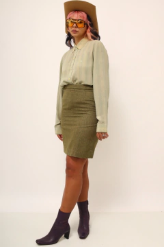 Imagem do Saia verde lã cintura alta curta