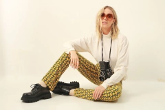 Calça FARM veludo estampada cintura alta - comprar online