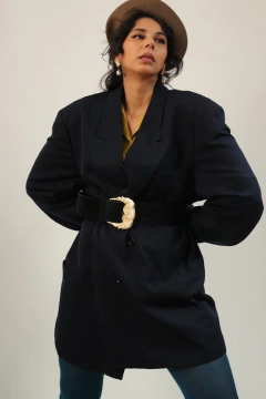 MAXI Blazer azul marinho forrado VINTAGE na internet