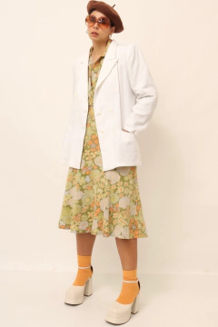 Blazer branco linho com poliester transpassado - comprar online