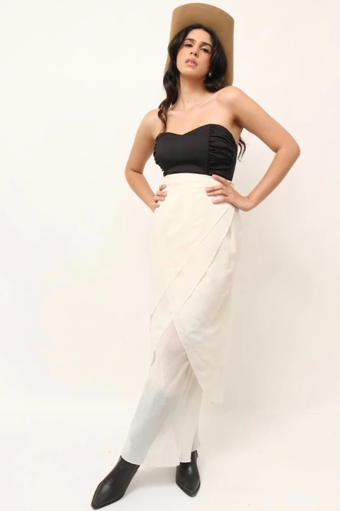 saia cuntura alta transpassada