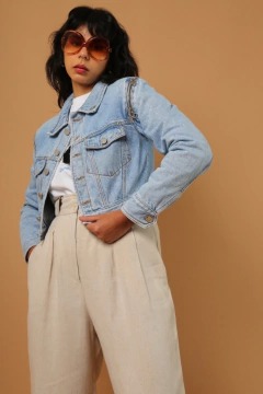 Jaqueta jeans cropped ziper costas PP \ - comprar online