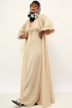 Conjunto camisola + penhoar bege longo - comprar online