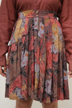 Imagem do Saia viscose estampada roxa vermelha