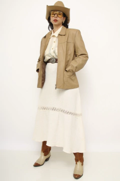 Jaqueta couro bege vintage - loja online