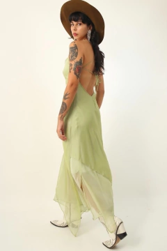 vestido verde forrado 90’s vintage - Capichó Brechó