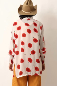 camisa flores manga plissada - Capichó Brechó