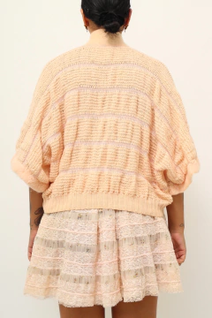 Saia anagua de renda rosa flores vintage na internet