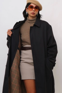 TRENC COAT RALPH LAUREN FORRO XADREZ LÃ - Capichó Brechó