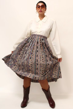 Saia cintura alta estampada vintage