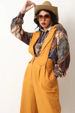 macacao estilo linho amarelo vintage - comprar online
