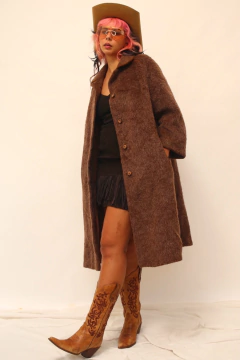 Casaco midi peludo marrom vintage