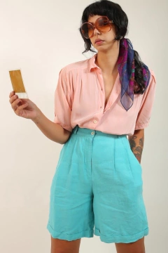 camisa rosa ombreira chic vintage